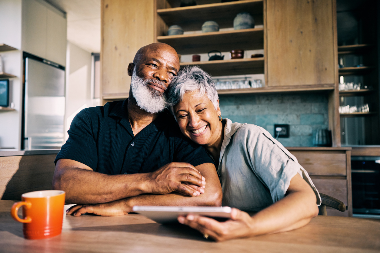 A modern older couple enjoying life together